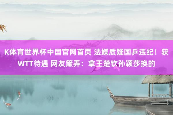 K体育世界杯中国官网首页 法媒质疑国乒违纪！获WTT待遇 网友簸弄：拿王楚钦孙颖莎换的