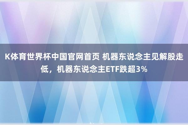 K体育世界杯中国官网首页 机器东说念主见解股走低，机器东说念主ETF跌超3%