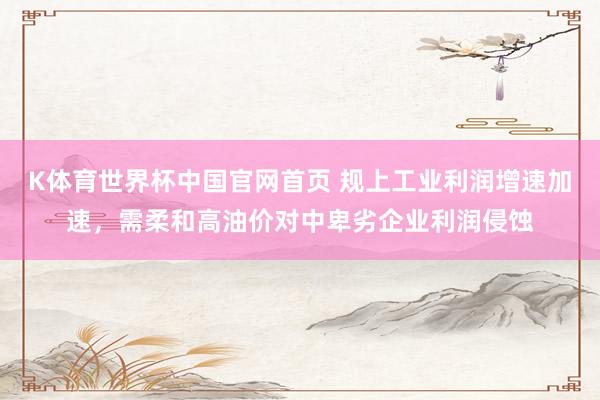 K体育世界杯中国官网首页 规上工业利润增速加速，需柔和高油价对中卑劣企业利润侵蚀