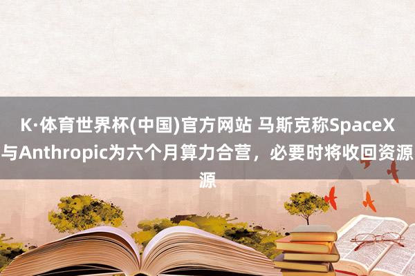 K·体育世界杯(中国)官方网站 马斯克称SpaceX与Anthropic为六个月算力合营，必要时将收回资源