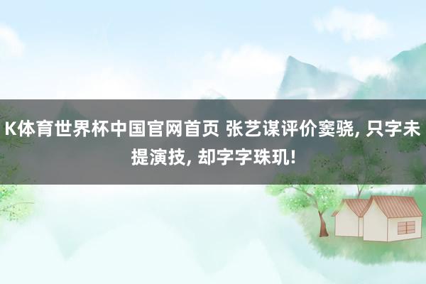 K体育世界杯中国官网首页 张艺谋评价窦骁, 只字未提演技, 却字字珠玑!