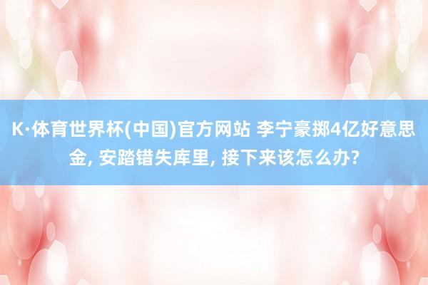 K·体育世界杯(中国)官方网站 李宁豪掷4亿好意思金, 安踏错失库里, 接下来该怎么办?