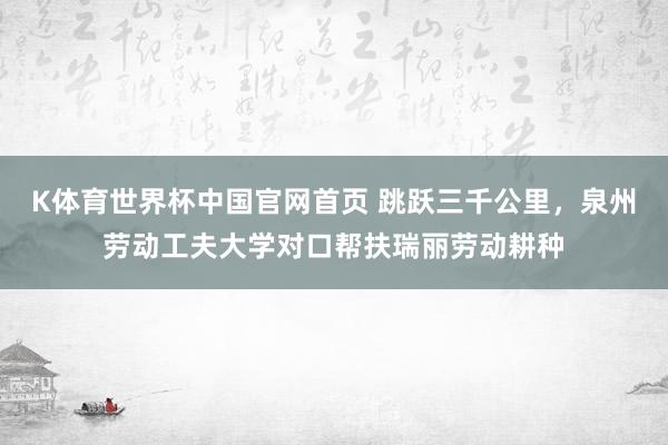 K体育世界杯中国官网首页 跳跃三千公里，泉州劳动工夫大学对口帮扶瑞丽劳动耕种