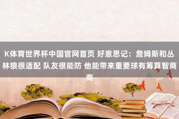 K体育世界杯中国官网首页 好意思记：詹姆斯和丛林狼很适配 队友很能防 他能带来重要球有筹算智商