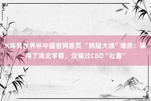 K体育世界杯中国官网首页 “鹅腿大姨”塌房：骗得了清北学霸，没骗过CBD“社畜”