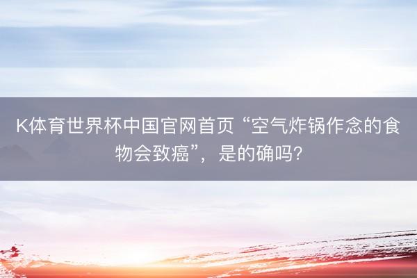 K体育世界杯中国官网首页 “空气炸锅作念的食物会致癌”，是的确吗？