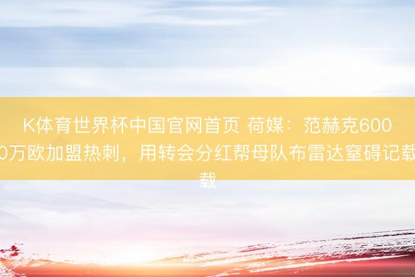 K体育世界杯中国官网首页 荷媒：范赫克6000万欧加盟热刺，用转会分红帮母队布雷达窒碍记载