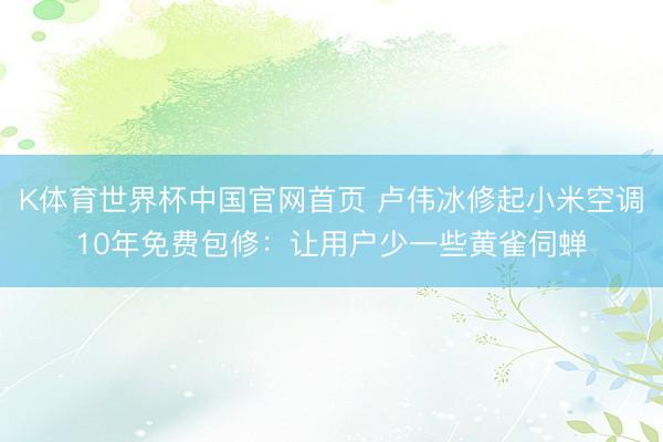 K体育世界杯中国官网首页 卢伟冰修起小米空调10年免费包修：让用户少一些黄雀伺蝉